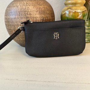 Tommy Hilfiger black with gold accent wristlet in EUC